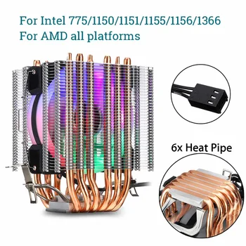 CPU Cooler Ventilator Radiator 2/4/6 Heatpipe-urile de Cupru 3/4Pin RGB Fan Cooler Pentru Intel 775/1150/1151/1155/1156/1366 și Toate Platformele AMD