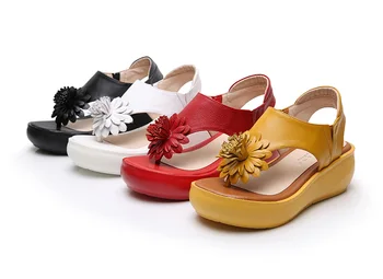 GKTINOO Piele naturala Sandale Incaltaminte Femei Vara șlapi de Vară 2020 Nou de sex Feminin Wedge Sandale de Vara Platforma Pantofi Casual
