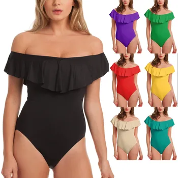 Vara Pe Umăr Volane Body Femei Nou 2020 Maneca Scurta Fara Bretele Slab Costume Gol Afară Backless Corp Skinny Potrivi