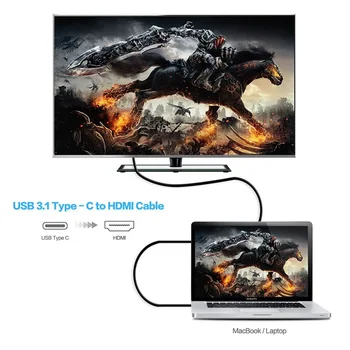 4K Tip C pentru Cablu HDMI USB 3.1 Cablu adaptor pentru ChromeBook Macbook Samgsung Lenovo Dell TV HD Proiector 1.8 M
