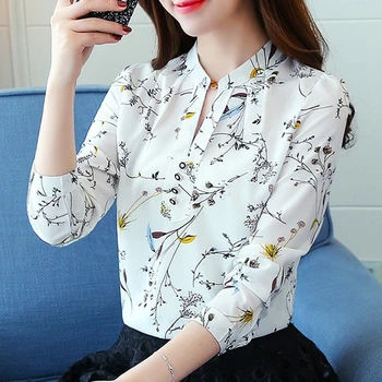 Femei șifon Bluza Tricou de Moda 2021 Maneca Lunga Print Îmbrăcăminte pentru Femei Plus Dimensiune Birou Doamnă Tricou Femei Topuri Blusas 9008 30