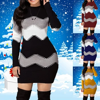 2020 Toamna și Iarna Lungă cu Dungi cu mâneci Lungi Pulover Lung Multi-culoare Slim-fit Pulover Noua Moda Tricotate Lungi Multi-color