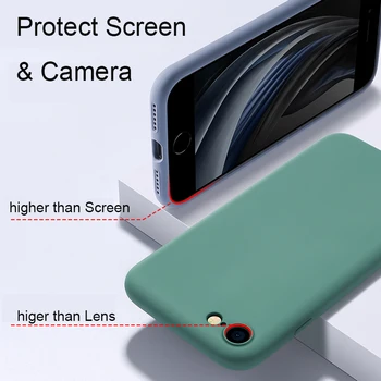 Pentru iPhone SE 2020 Caz Camera Protecție Moale Lichid cu Capac de Silicon rezistent la Șocuri Piele pentru Apple iPhone SE 2 SE2 Caz de Telefon de 4.7