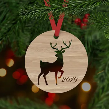 Numele personalizate Cerb de Crăciun Copac Agățat ornament de Crăciun Decor Acasă Petrecerea de Nunta de Decorare taie Personalizate din Lemn, de Crăciun