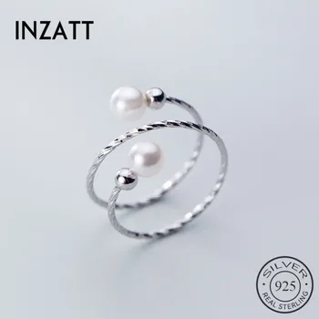 INZATT Real 925% de Argint Minimalist Pearl Inel de spirală Pentru Femei Petrecerea de Ziua Clasic Fine Bijuterii Accesorii Cadou
