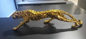 53cm Mare 2021 magazin Acasă Companie de TOP de afaceri RECE artă decorativă NOROC Ghepard, leopard de aur Sculptura Statuie
