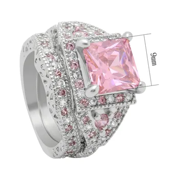 Zircon cubic inele pentru femei logodna aur negru-culoare violet roz vintage cadou moda bijuterii set inel de nunta