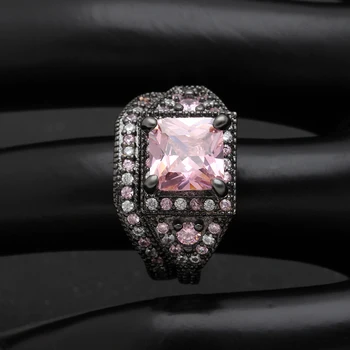 Zircon cubic inele pentru femei logodna aur negru-culoare violet roz vintage cadou moda bijuterii set inel de nunta