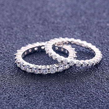 Knobspin Argint 925 1 Rând Burghiu Plin De Inele De Nunta Pentru Femei Spumant Ridicat De Carbon Diamant Bijuterii Fine En-Gros