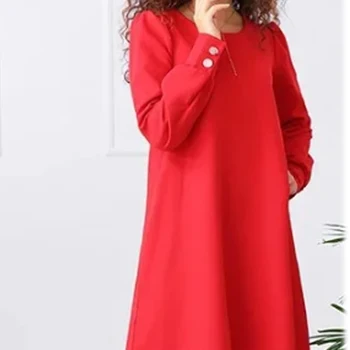 Femei Elegante Casual Vrac Rochie Mini de Culoare Solidă Înapoi Butoanele de Toamnă de Primăvară de Moda Rochie cu Maneci Lungi O-gât Office Lady Dress