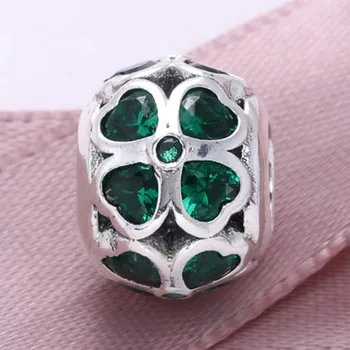 Original Verde Trifoi Norocos Cu Margele de Cristal se Potrivesc 925 Sterline de Argint Șirag de mărgele Brățară Brățară DIY Bijuterii