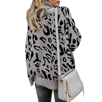 2020 Toamna și Iarna Noi Femei Casual Split Pulover Leopard Două Rever Pulover Femei haine de iarnă pulover