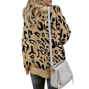 2020 Toamna și Iarna Noi Femei Casual Split Pulover Leopard Două Rever Pulover Femei haine de iarnă pulover