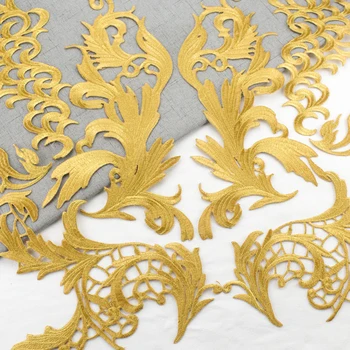 Aur, Argint Fir de Broderie Oglindă de Flori Pânză Autocolant Îmbrăcăminte Opera Xiangyun Rochie Decor Patch-uri Autocolante DIY Călcat Pe