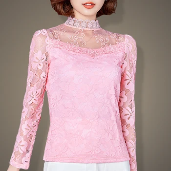 Vânzarea De Toamna Iarna Pentru Femei De Moda De Îmbrăcăminte Blusas Femininas Bluze Camasi Fleece Femei Slim Croșetat Bluza Dantela Tricou Femei Topuri