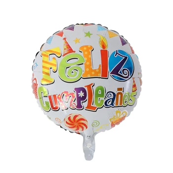 50pcs/lot 18inch Feliz Cumpleanos spaniolă Baloane Rotunde Mylar Heliu Balon Petrecere de Aniversare Fericită Aer Globos Baloes