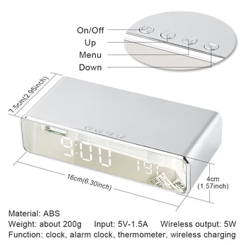Electric cu LED-uri Ceas cu Alarmă Cu Încărcător de Telefon Wireless Desktop Termometru Digital Ceas HD Ceas Oglinda Cu Memorie în Timp