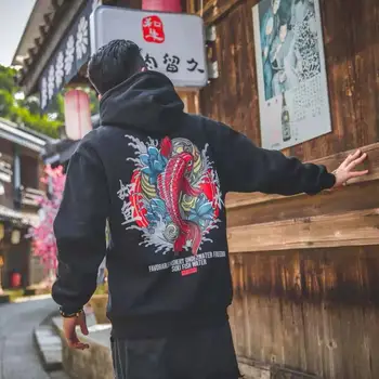 Moda Harajuku Hanorac Hanorac Mens Casual Negru Hip Hop Japonia Print Hoodie Streetwear Îmbrăcăminte Strat De Top De Sex Masculin Iarna, Hanorace