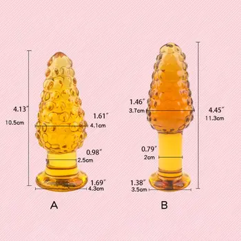 2 Stiluri de Sticlă Anal, Dop de Fund Penis artificial Masaj de Stimulare Adult Jucărie Sexuală pentru Femei Barbati Culoare Galben