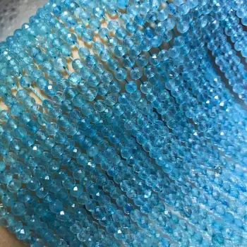 Margele vrac TOPAZ albastru rotonda fațete 3*4mm natura 14inch pentru a face bijuterii colier blue rainbow FPPJ en-gros