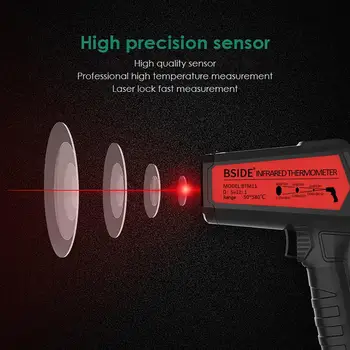 BSIDE Digital Termometru cu Afișaj Color de 12 puncte Arma cu Laser IR Tester pentru Carne Apă Lapte GRĂTAR de Gătit Temp Metru K-Tip