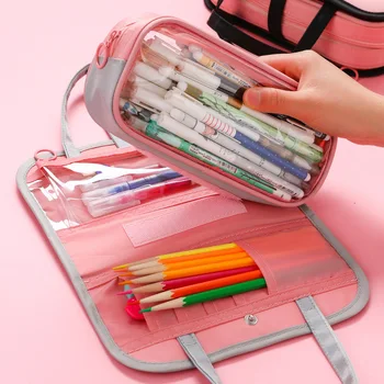 Multi-strat de mare capacitate caz creion de sex feminin ins vânt creion transparent geanta student Japonez cu portabile caz creion CL19204