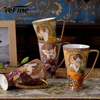 YeFine Ceramica Cupe Și Căni De Mare Capacitate Partea De Sus Clasa De Portelan Cana De Cafea Cu Apă Recipient Ceramic Ceai, Cani Ceramice, Cani De Ceai