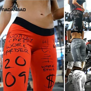 NADANBAO 2021 Nou Casual Litere Tipărite de Fitness Femei Jambiere Antrenament Sexy Jambiere Pantaloni Plus Dimensiune Subțire Jambiere