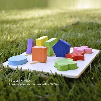 Copil, Copilul forme Geometrice Puzzle-uri Montessori Jucarii de Lemn de Trei-Dimensional de Învățare Preșcolară Joc Educativ MG01