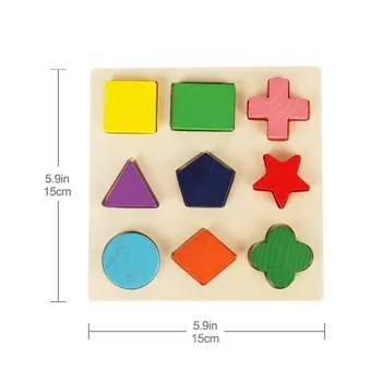 Copil, Copilul forme Geometrice Puzzle-uri Montessori Jucarii de Lemn de Trei-Dimensional de Învățare Preșcolară Joc Educativ MG01