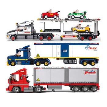 Sluban oraș vehicul Container auto camioane de gunoi rezervor de ulei cu etaj autobuz școlar se spală seturi model blocuri de cărămidă copil jucărie