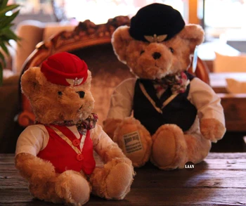 Pilot Teddy Bear Însoțitor De Zbor Urs Păpușă Jucărie De Pluș Rochie Papusa Urs Cadou De Ziua Capitanul Teddy Bear