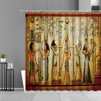 Retro Egiptul Antic Stil Etnic Perdea De Duș Faraon Egiptean Obiceiuri Exotice Baie Decor Perdele Rezistent La Apa De Baie Ecran