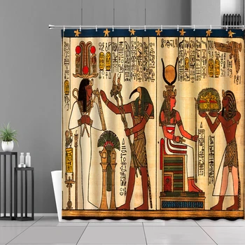 Retro Egiptul Antic Stil Etnic Perdea De Duș Faraon Egiptean Obiceiuri Exotice Baie Decor Perdele Rezistent La Apa De Baie Ecran
