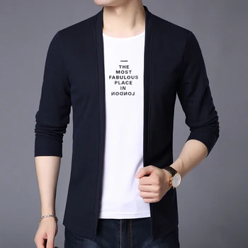 2021 Nou Brand De Moda Camasi Barbati Cardigan Coreean Trend Strada Purta Topuri Rece Slim Fit Maneca Lunga T-Shirt Pentru Bărbați Îmbrăcăminte