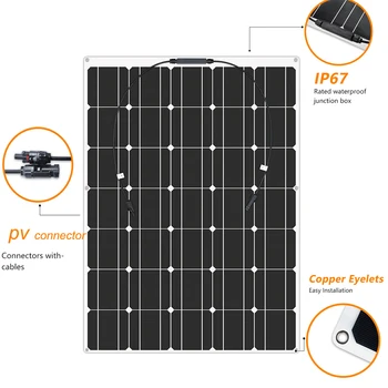 300W Panou Solar 150w flexibilă Baterie de 12v Incarcator Solar Monocristalin Modulul de Celule pentru masina barca, RULOTA caravana 1000w sistem home