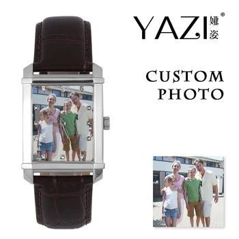 YAZI Personalizate Foto Personalizat Ceas Zircon Scară Încheietura Ceas pentru Bărbați Și Femei Cadran Pătrat Ceasuri Quartz rezistent la apa