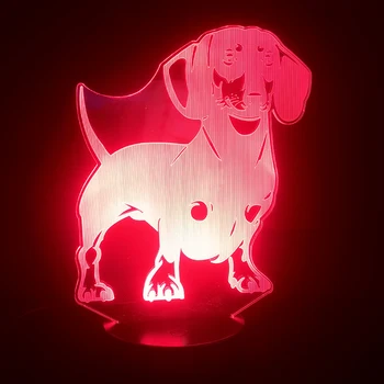 Un Teckel de Companie Cățeluș 3D Lampa Premiu Unic pentru Adolescent pentru Camera Decorative Colorate cu Telecomanda Usb Led Lumina de Noapte Lampa