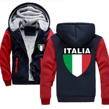 Italia Flag și Scut Personalizate Hanorac Îngroșa Bărbați Confortabil Imprimare Jacheta Îngroșa Hanorac Strat de Îmbrăcăminte Casual, Jachete Pentru Om