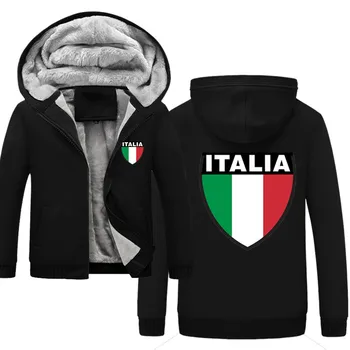 Italia Flag și Scut Personalizate Hanorac Îngroșa Bărbați Confortabil Imprimare Jacheta Îngroșa Hanorac Strat de Îmbrăcăminte Casual, Jachete Pentru Om