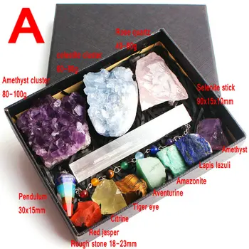 7 Chakra Naturale Pietre De Cristal Pendul Ametist Grup Celestite Dur Colorat Specimene Minerale De Vindecare Colecție Cadou