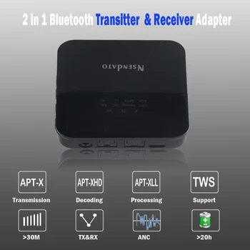 Bluetooth Audio 5.0 Transmițător Receptor 3.5 mm AUX Wireless Muzica aptX HD Latență Scăzută Optice Auto PE Adaptor pentru TV/Acasa