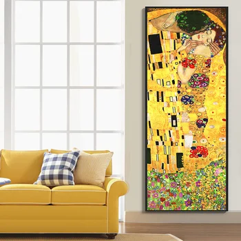 Mare Gustav Klimt Sarutul De Imprimare Panza De Tablou Clasic De Artist Abstract Poster De Arta De Perete Imaginile Pentru Camera De Zi De Decorare Acasă