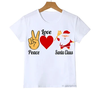 Pace, dragoste Moș Crăciun scrisoare de imprimare tricou copii drăguț haine de vara cadou de Crăciun pentru fete/băieți harajuku copii t shirt topuri