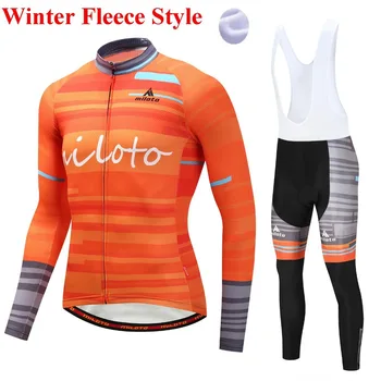 Orange Termică Iarna Fleece Ciclism de Îmbrăcăminte Purta Bicicleta MTB Tricouri Ciclism Seturi 2019 Bărbați Ciclism Jersey Seturi