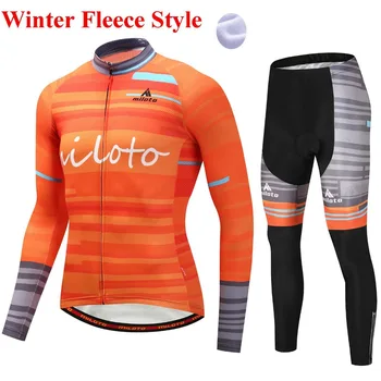 Orange Termică Iarna Fleece Ciclism de Îmbrăcăminte Purta Bicicleta MTB Tricouri Ciclism Seturi 2019 Bărbați Ciclism Jersey Seturi