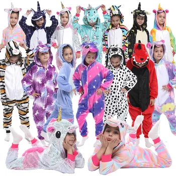 Toamna Cusatura Copii Pijamale Unicorn Pijamale Pentru Copii Desene animate Animale Pătură Copil Costum de Iarna Fete Baieti Licorne onepiece