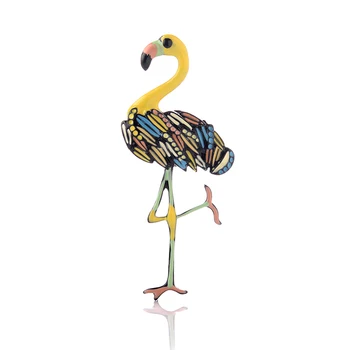 Drăguț Email Flamingo Broșe Aliaj De Zinc Animal Pasăre Brosa Vintage Pentru Femei De Moda Rochie Haina Accesorii 2019 Nou Design De Bijuterii