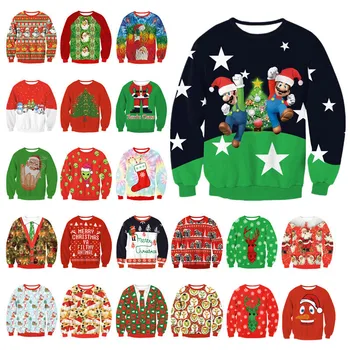 Noi Unisex Bărbați Femei 2020 Urât Pulover de Crăciun pentru Sărbătorile de Moș crăciun Elf de Crăciun Tipărite Noutate Toamna Iarna Bluze Cl Gros