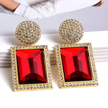 Noi cristal de culoare geometrice metal cercei bijuterii cadou pentru femei de înaltă calitate clear pure stone cercei accesorii